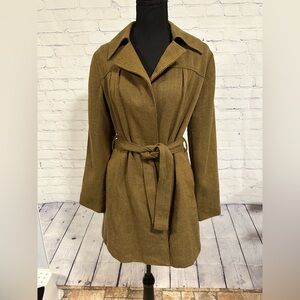 Tucker for Target Women's Herringbone Belted Trench Coat, Green/Brown, Medium